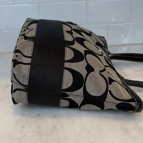 Coach Bag Purse Handbag Y2K Jacquard Signature Logo Stripe Tote Pocketbook - Picture 7 of 16